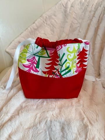 Drawstring knitting bag