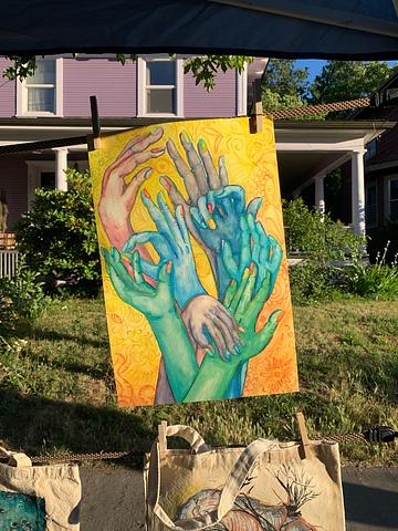 watercolor hands art print