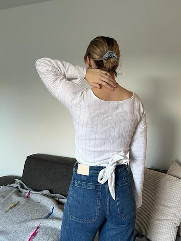 White LS Wrap Top