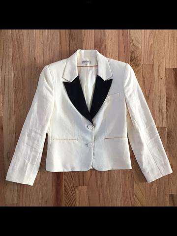 EmersonMade (now Emerson Fry) Cream Linen Black Lapel Cocktail Blazer
