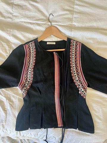 Raw silk peplum jacket