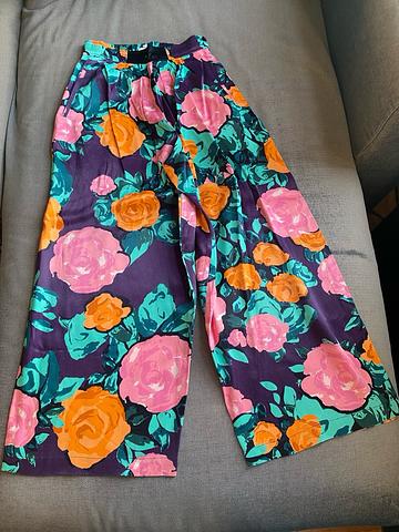 Purple Floral Wide Leg Pants