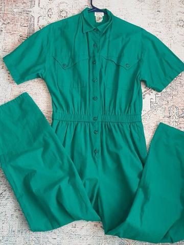 Green cotton jumpsuit