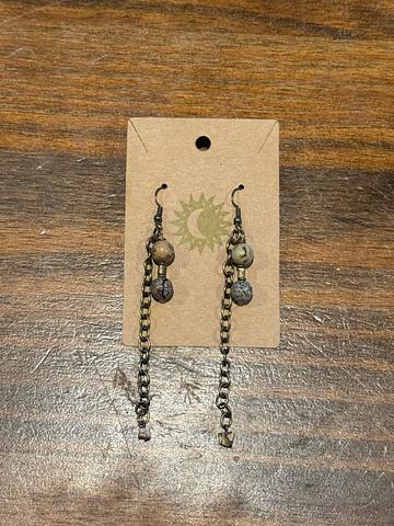 Jasper beads on chain earrings