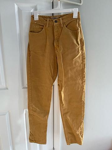 High waist tapered mustard jeans