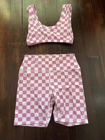 Pink and white checkered set
