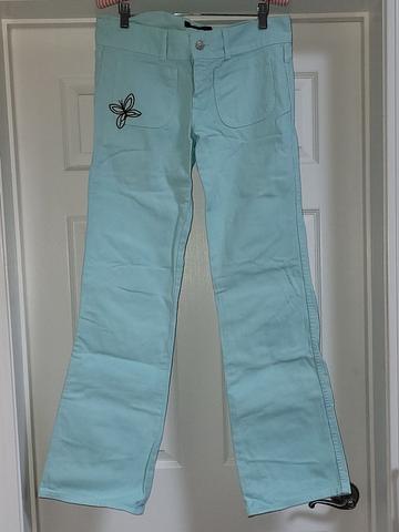 Embroidered Aqua Bootcut Flair Jeans