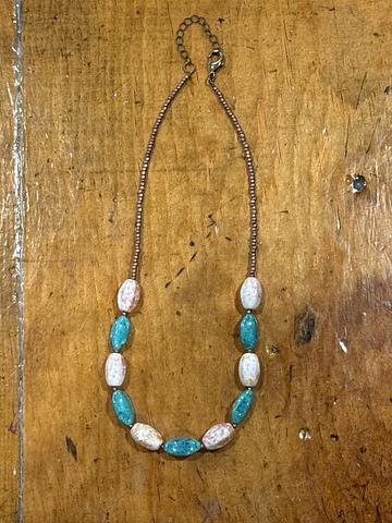 Pastel and copper necklace