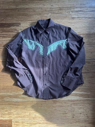 snap button fringe cowboy shirt