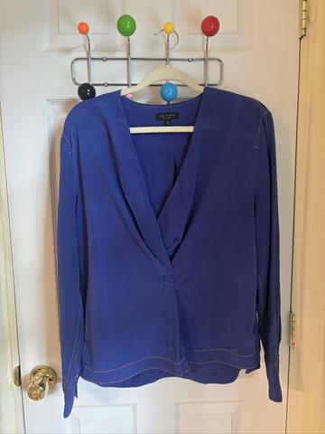 Electric blue silk top