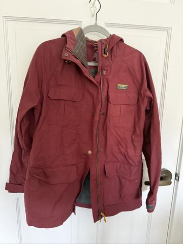 Dark pink rain jacket with hood
