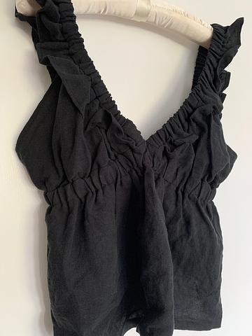 Milos Top in black linen