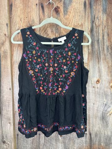 embroidered floral tank