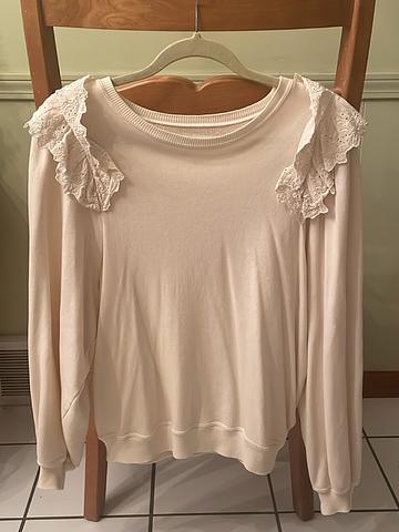 Eyelet Pleat Sleeve Sweatshirt