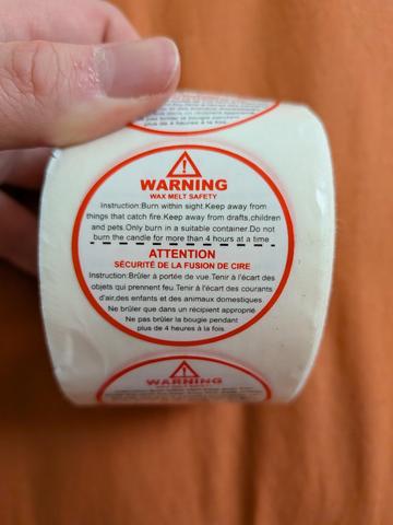 Candle warning stickers