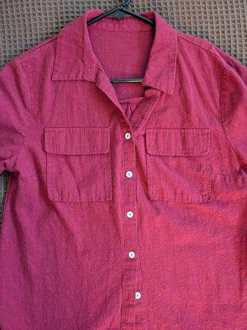 Linen blend button down
