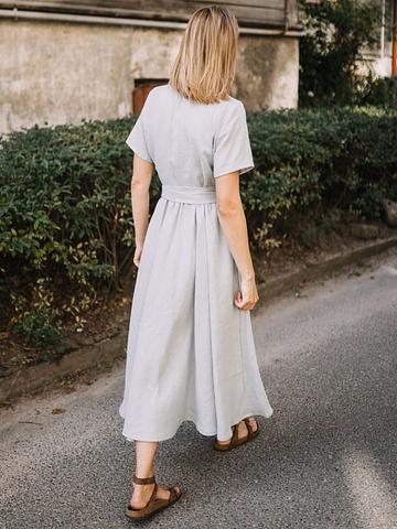 Mantaikotai Lisbon maxi white linen wrap dress L