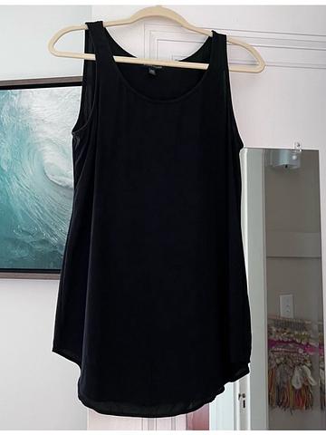 Eileen Fisher System 100% Silk Georgette Crepe Tank in black