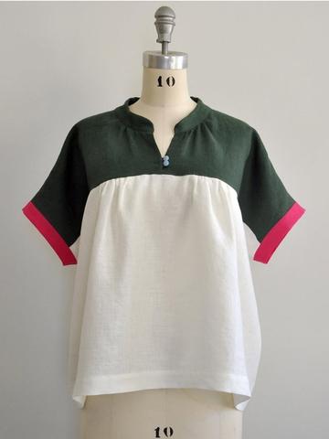 Linen colour block top