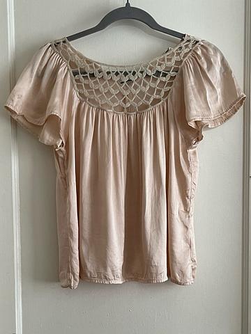 100% Silk Knit Yoke Blouse Top