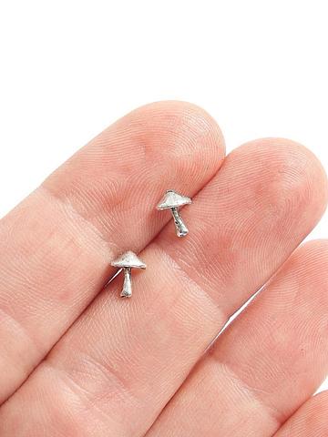 Sterling Silver Mushroom Stud Earrings