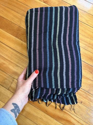 Rainbow stripe on black double gauze