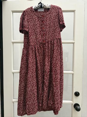 Wine colored floral print dress