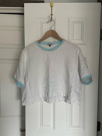 blue tie dye linen tee