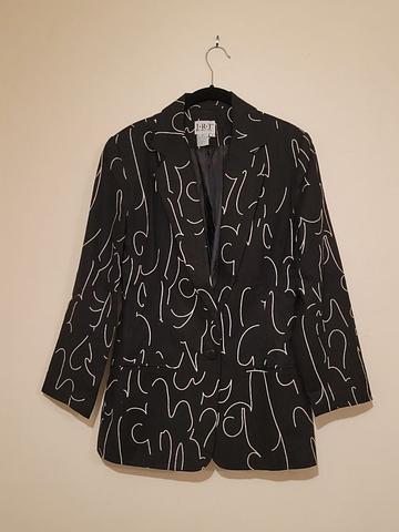 Black and white abstract doodles blazer