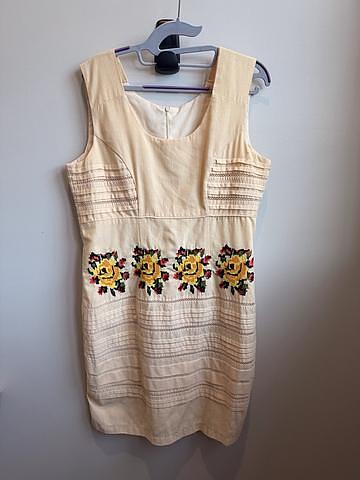 Butter Yellow Embroidered Sleeveless Dress