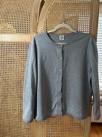 Grey loop terry cardigan