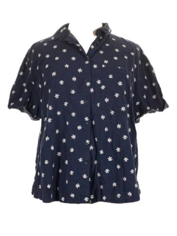 Daisy print button shirt cotton-rayon