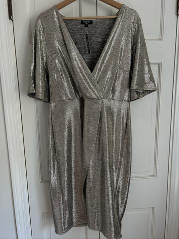 Metallic Wrap Dress