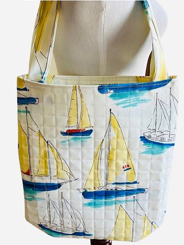 Tote made by me. Canvas fabric sailboat motif