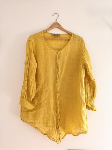 Linen Yellowy-Chartreusey button down