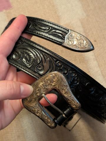 Diablo Silver Overlay Leather Belt