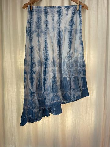 Asymmetrical Skirt dyed with Indigo
