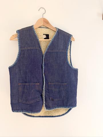 Sherpa and denim vest