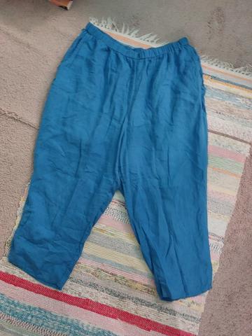 Bright blue linen pants