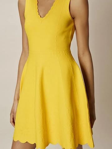 Yellow jacquard daisy dress