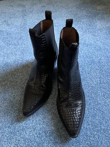 Straight to Hell leather Croc-Embossed Chelsea Boots