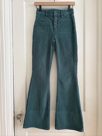 Teal Narrow Wale Corduroy Flare Leg Pants