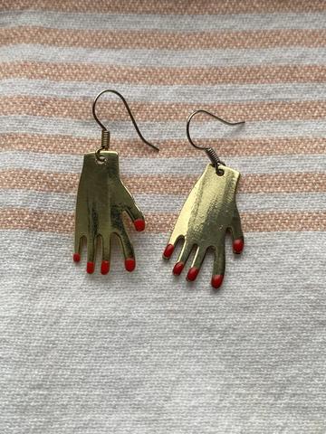 Painted Hand Earrings
