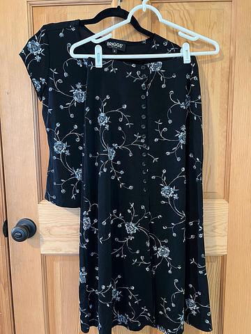 Floral embroidered top and skirt set