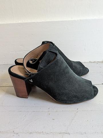 Suede sling-back open-toe mule