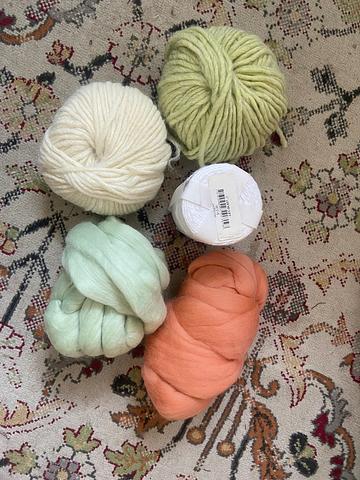 Roving, wool and cotton for warping a loom