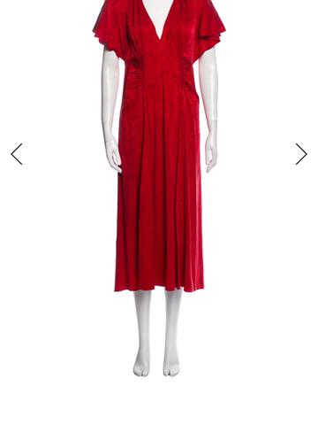 red silk dress