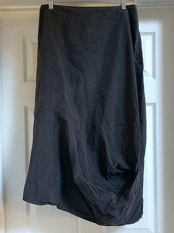 Architectural Asymmetric  Washed Black Midi Skirt
