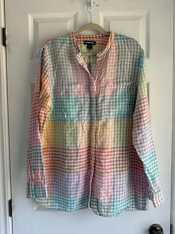 Rainbow Gingham Linen Top