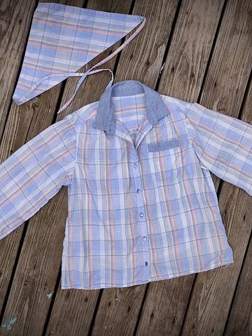 Plaid shirt with matching headpiece